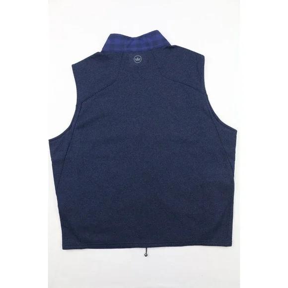 Peter Millar Vest Mens Navy Blue Fuse Elite Flannel Hybrid Performance XXL Plaid - Picture 12 of 16